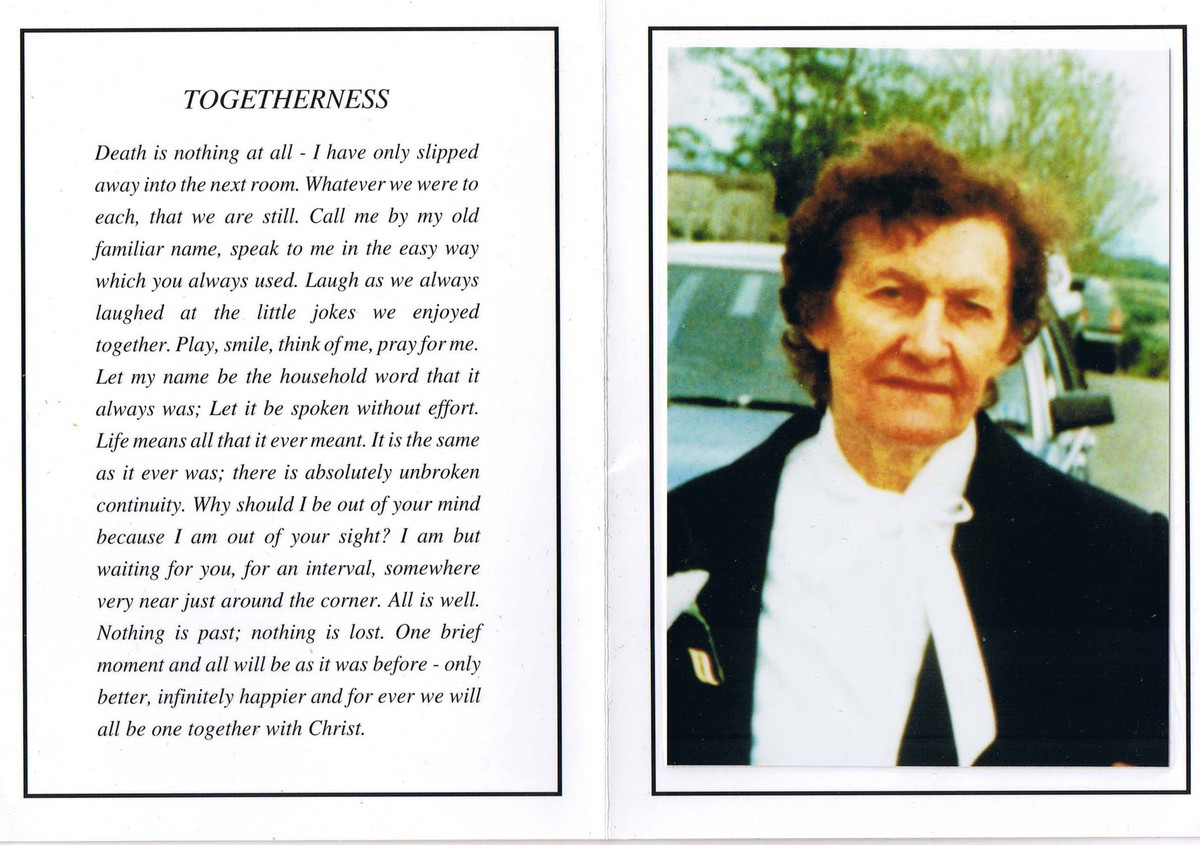 Funeral Memorial - Hannah Cotter (1920-1999)